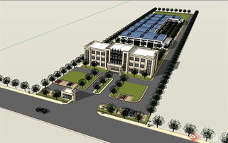现代风格食品工厂厂房与办公楼一体化SU模型图文设计制作解析